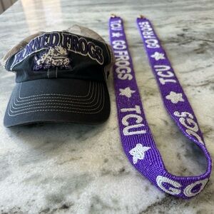 TCU (Texas Christian University) Game Day purse strap and baseball hat
